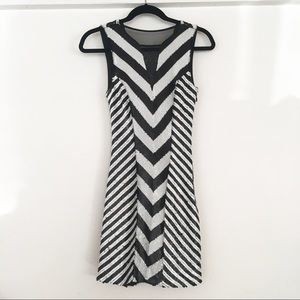 BEBE black white chevron striped sequin mini dress XS